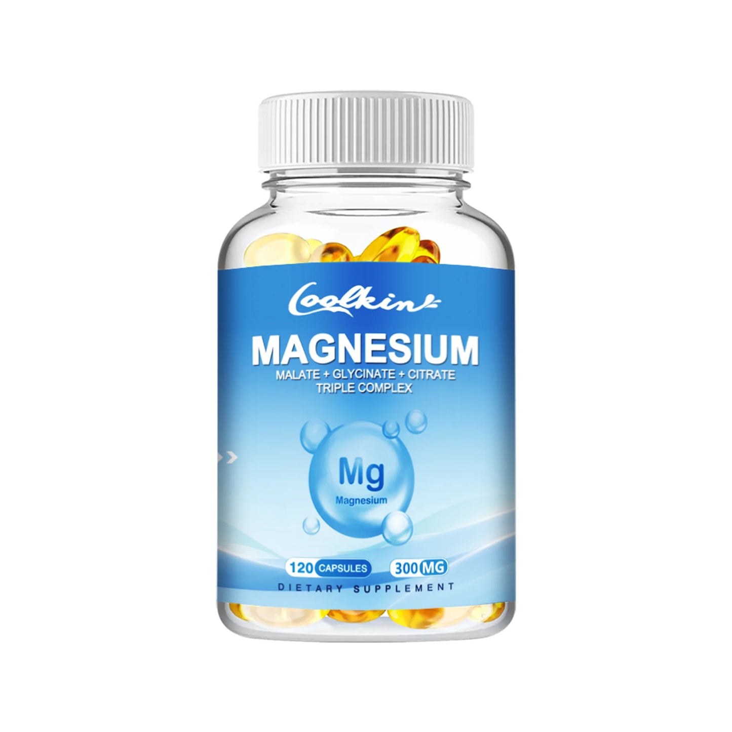 Triple Magnesium Complex- with Magnesium Glycine, Malic Acid and Citrate - for Sleep, Bones, Heart, Immune Support- 120 Capsules