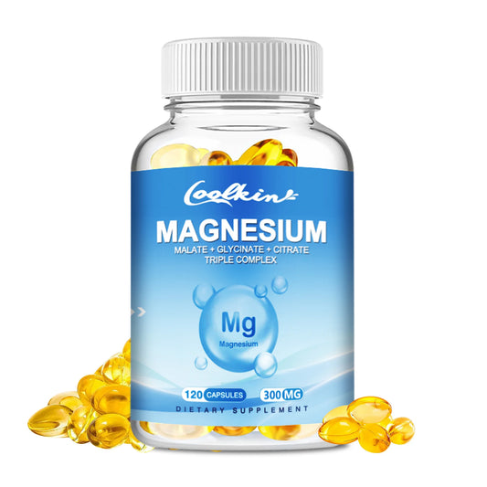 Triple Magnesium Complex- with Magnesium Glycine, Malic Acid and Citrate - for Sleep, Bones, Heart, Immune Support- 120 Capsules