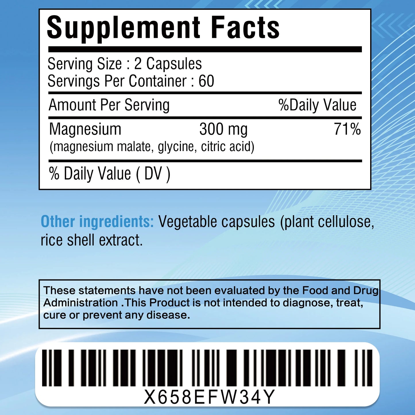 Triple Magnesium Complex- with Magnesium Glycine, Malic Acid and Citrate - for Sleep, Bones, Heart, Immune Support- 120 Capsules